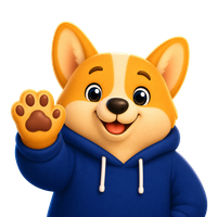 Cobb the corgi offering a high-five