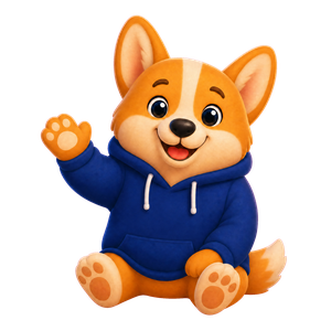 Cobb the corgi waving